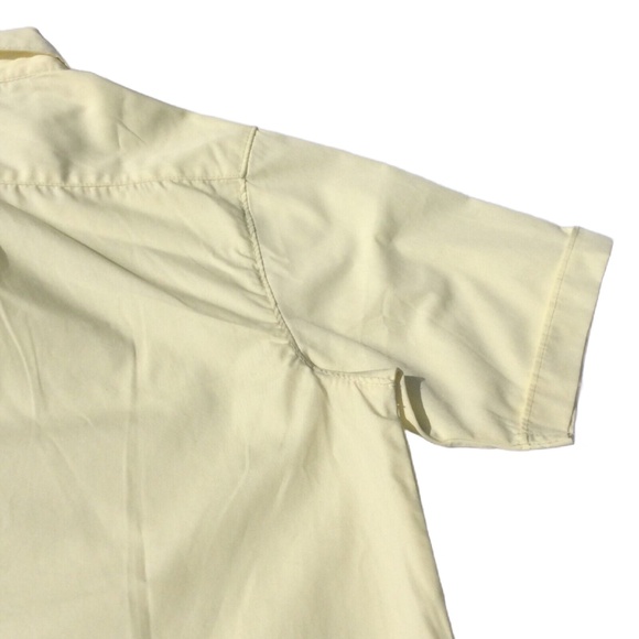 Smith American Dress Shirt Size 14 Button Up Short Sleeve Chest Pocket Yellow - Picture 9 of 10